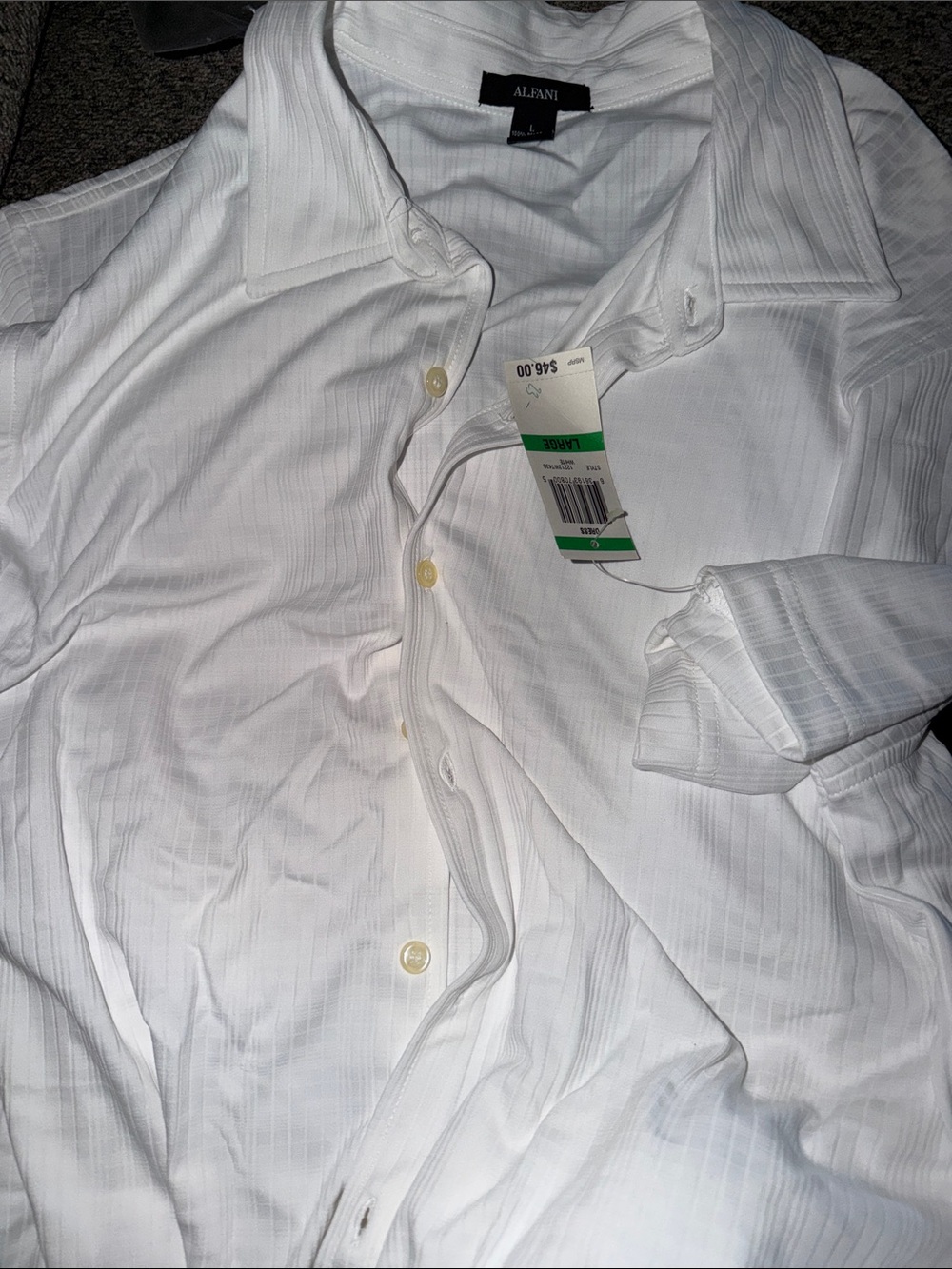 Alfani White Men's Subtle Stripe Dress Shirt